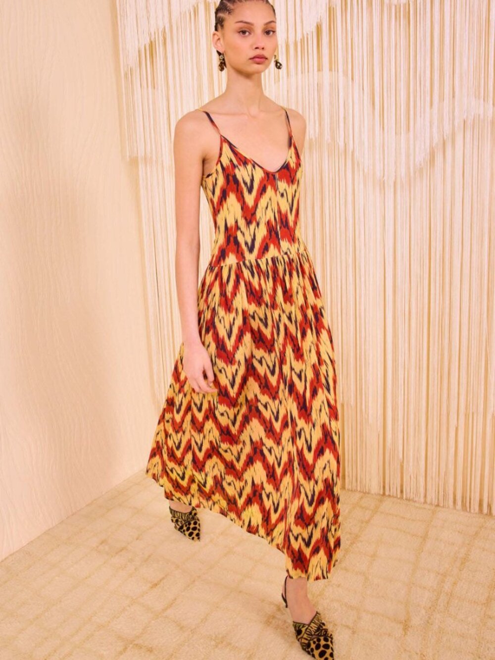 NWT Ulla Johnson Idalia Fitted Midi Tank Dress Carnelian Spaghetti Strap $450